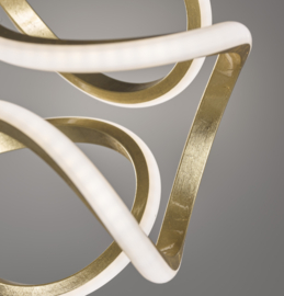 Fischer & Honsel hanglamp Gesa led, 3-lichts zwart met goldleaf incl. touch dimmer