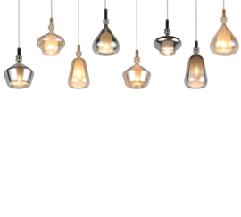 Trio lighting hanglamp Aldea, 8-lichts amber-grijsglas