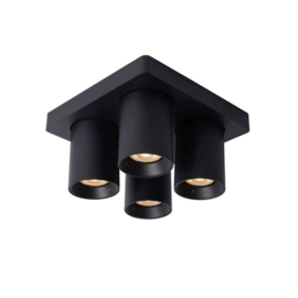 Lucide plafondspot Nigel led, 4-lichts zwart