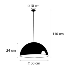 Qazqa hanglamp Magna Eco, mat zwart-goldleaf 50 cm