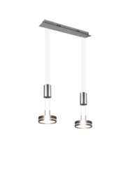 Trio lighting hanglamp Franklin led, 2-lichts mat nikkel met switch dimmer