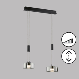 Fischer&honsel hanglamp Lavin led, 2-lichts mat zwart