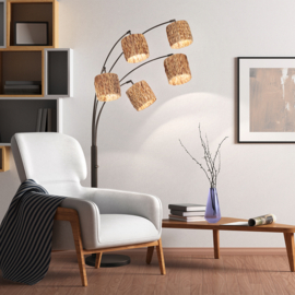 Fischer & Honsel vloerlamp Hyacinthe, 5-lichts zwart