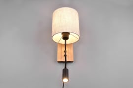 Trio lighting wandlamp Nilam, natural hout met ronde kap