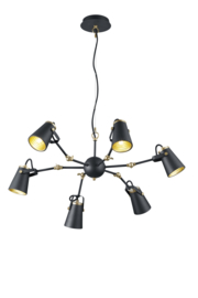 Trio lighting hanglamp Edward, 6-lichts zwart