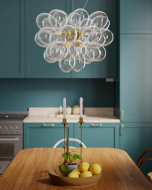 By Rydéns hanglamp Gross, messing 37-lichts helder glas