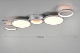 Trio lighting plafondlamp Salsa led, titaan rond incl. switch dimmer