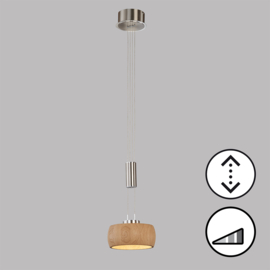 Fischer&honsel hanglamp Shine wood led, 1-lichts nikkel-eiken