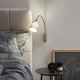 Fischer & Honsel wandlamp Flex Wolke led, mat nikkel met stof