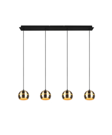 Trio lighting hanglamp Fletcher,  4-lichts mat zwart - mat messing