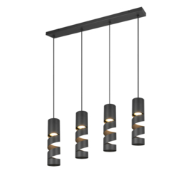 Trio lighting hanglamp Stream, 4-lichts zwart