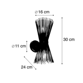 Qazqa wandlamp Broom, 2-lichts goud