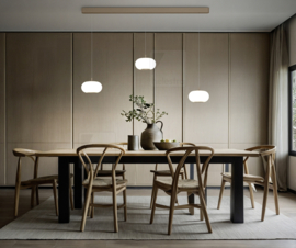 Helestra  hanglamp Sapo led, 3-lichts balk caffee opal glas