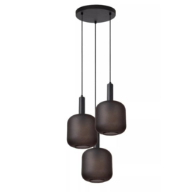 Lucide hanglamp Eloise, 3-lichts met antraciet glas