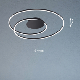 Fischer & Honsel plafondlamp Holy led, mat zwart 49 cm
