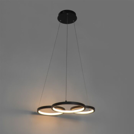 Qazqa hanglamp Rondas led, 3-lichts zwart incl. switch dimmer 52 cm