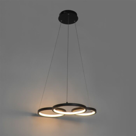 Qazqa hanglamp Rondas led, 3-lichts zwart incl. switch dimmer 52 cm