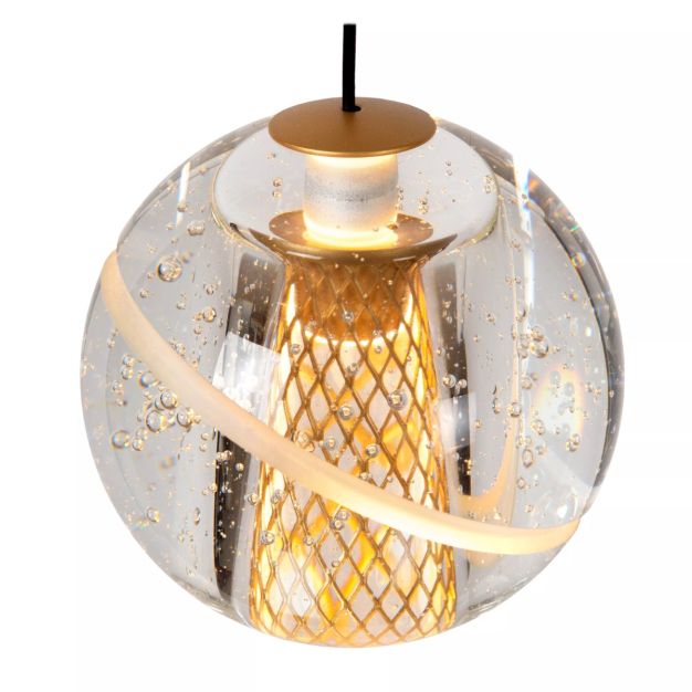 Lucide hanglamp Dilenko led, 5-lichts mat goud/ messing