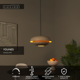 Lucide YOUNES - Hanglamp - Ø 40 cm - 1xE27 - Taupe
