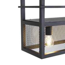Qazqa hanglamp Cage rack, zwart met gaas