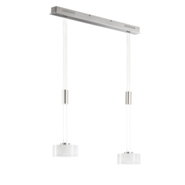 Fischer&honsel hanglamp Lavin led, 2-lichts mat nikkel- opaal glas