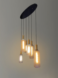 Light trend hanglamp Bottle, 6-lichts ovaal zwart