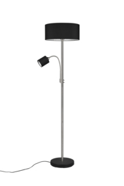 Trio lighting vloerlamp Motel, zwart-mat nikkel met zwarte kap