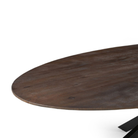 Label 51 Eettafel James, espresso mangohout | zwart metaal 240 cm