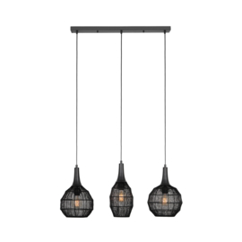 Trio lighting hanglamp Soraya, 3-lichts zwart