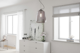 By Rydéns hanglamp Leola, zwart met smoke glas incl. licht bron