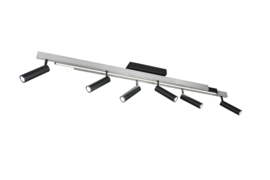 Trio lighting plafondspot  Zeno led, 6-lichts geborsteld aluminium-zwart