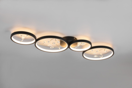 Trio lighting plafondlamp Groovy led, 4-lichts zwart incl. switch dimmer