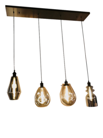 Hanglamp Vincent, 4-lichts met rookglas met balk
