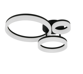 Trio lighting plafondlamp Scope led, 3-lichts zwart