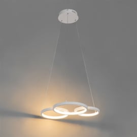 Qazqa hanglamp Rondas led, 3-lichts wit incl. switch dimmer 52 cm