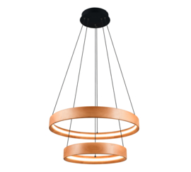 Trio lighting hanglamp lynwood led, 2-delig natuur hout