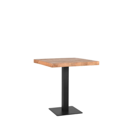 Label 51 Restauranttafel, rough mangohout | zwart metaal 70x70 cm