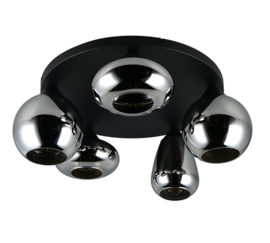 Trio-lighting plafondlamp Lumina, 5-lichts zwart smoke glas
