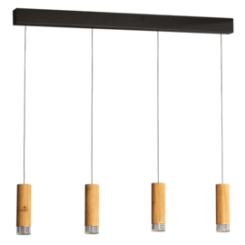Fischer&Honsel  hanglamp Shine wood led, 4-lichts eiken
