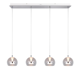 Trio lighting hanglamp Flynt led, 4-lichts transparant glas