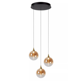 Lucide hanglamp Gisela led, 3-lichts amber glas