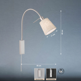 Fischer & Honsel wandlamp Flex Wolke led, mat nikkel met stof