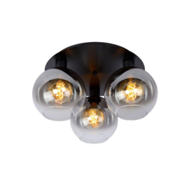 Lucide plafondlamp Marius, 3-lichts rookglas