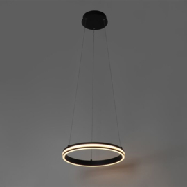 Qazqa hanglamp Rondas led, zwart incl. switch dimmer