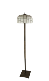 Old timer light vloerlamp Iglo, middel bruin met tiffany opaal