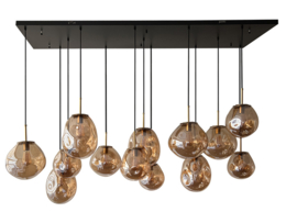 Light trend hanglamp Din ei, 12 lichts met smoke glas