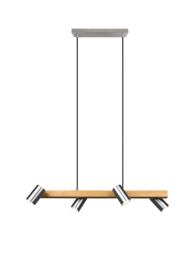 Trio lighting hanglamp Marley, 4-lichts mat nikkel met hout