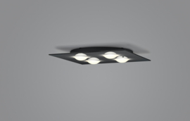 Plafondlamp Belos led, mat zwart met murano glas 38 cm