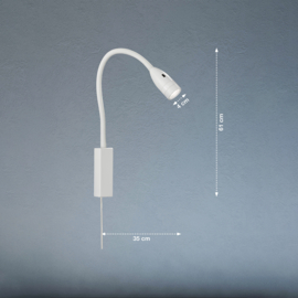 Fischer & Honsel wandlamp Flex led, mat wit met push dimmer