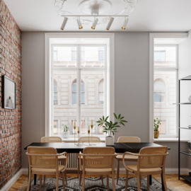 By Rydéns plafondspot  Puls Spotlight, 5-lichts wit-goud incl led bron